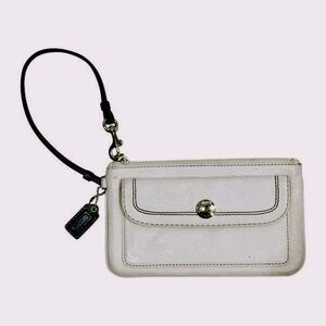 Coach Beige and Brown Strap Leather Wristlet